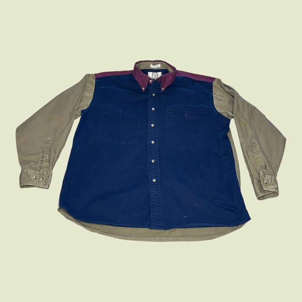 Vintage Sears Roebuck Co. Western Style Long Sleeve Color Block Shirt Mens LARGE